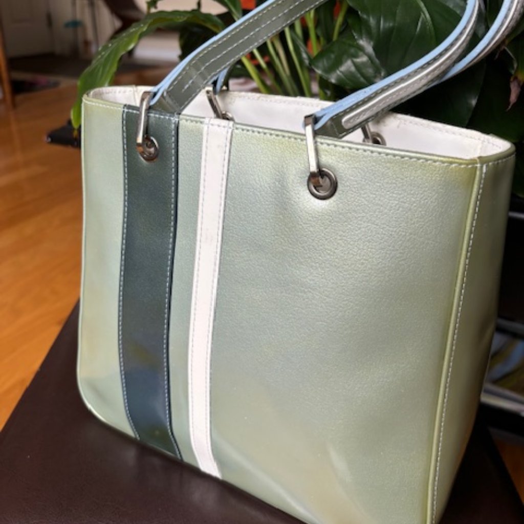 Longchamp Patent Leather Sage Green Handbag-Vintage